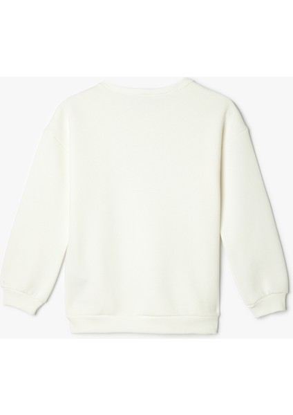 Sweatshirt Kedi Baskılı Uzun Kollu Bisiklet Yaka Şardonlu fiyatları