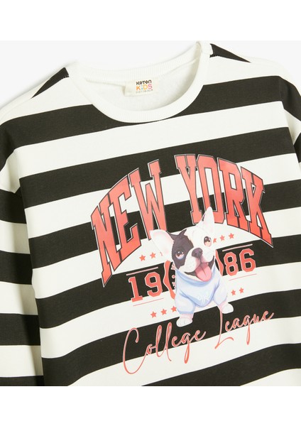 Sweatshirt Köpek Baskılı Bisiklet Yaka Uzun Kollu Şardonlu modelleri