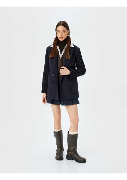 Cepli Düğmeli Kruvaze Kolları Triko Kaşe Ceket fiyatları