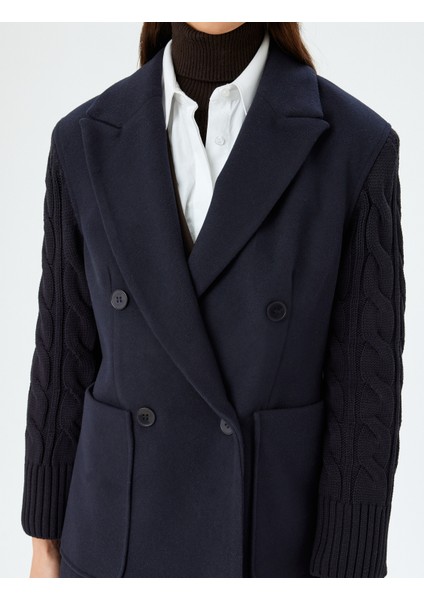 Cepli Düğmeli Kruvaze Kolları Triko Kaşe Ceket indirimleri