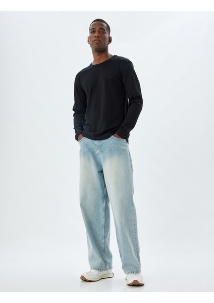 Uzun Kollu Tişört Harf Işlemeli Bisiklet Yaka Pamuklu fiyatları