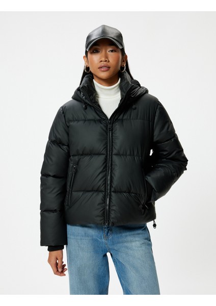 Kapüşonlu Şişme Mont Cepli Fermuarlı modelleri