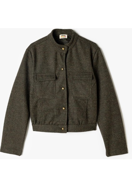 Biker Ceket Gömlek Yaka Cep Detaylı Düğmeli