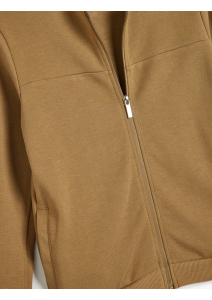 Fermuarlı Ceket Cep Detaylı Yuvarlak Yaka Pamuklu fırsatları