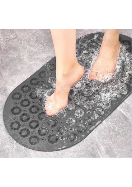 Reis Home Massage Bath Mat Masajlı Vantuzlu Banyo & Duş Kaydırmazı Antrasit