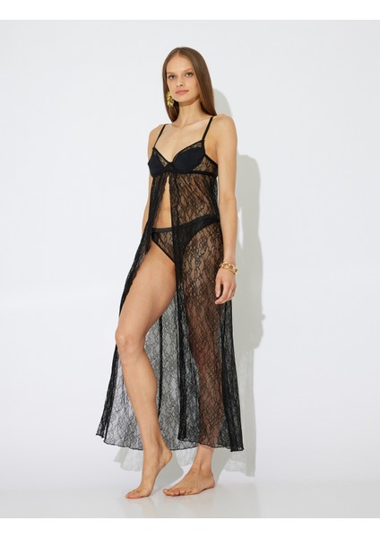 x Zeynep Bastık - Dantelli Gecelik Uzun V Yaka Kolsuz fiyatları