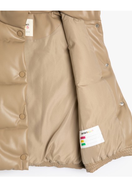 Şişme Yelek Deri Görünümlü Çıtçıt Kapamalı Dik Yaka Su Geçirmez fırsatları