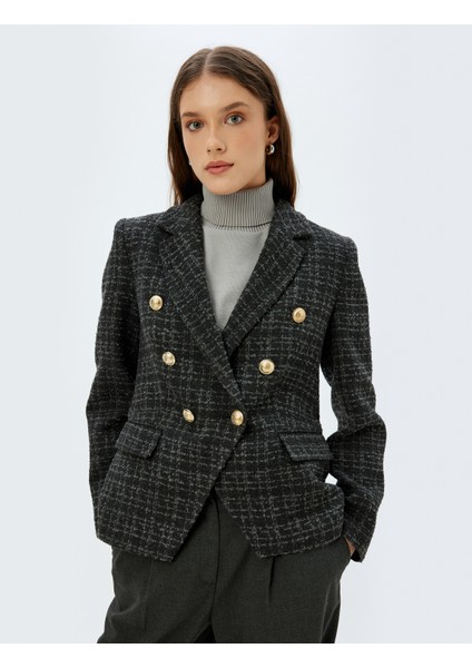 Tüvit Blazer Ceket Kruvaze Gold Düğme Detaylı Slim Fit fiyatları