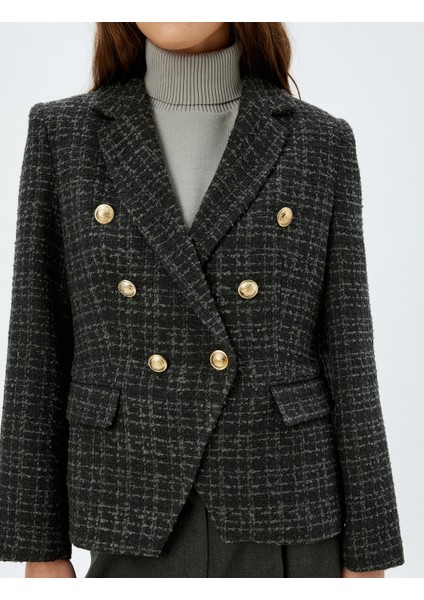 Tüvit Blazer Ceket Kruvaze Gold Düğme Detaylı Slim Fit indirimleri