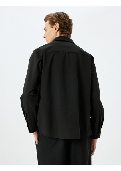 Kapaklı Cep Detaylı Viskon Karışımlı Uzun Kollu Gömlek fırsatları