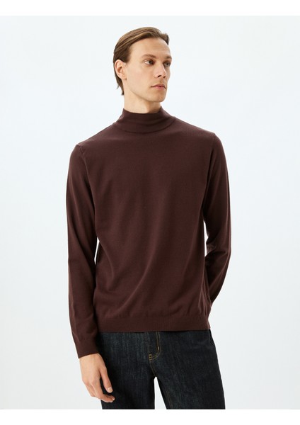 Boğazlı Triko Kazak Basic Uzun Kollu Viskon Karışımlı modelleri