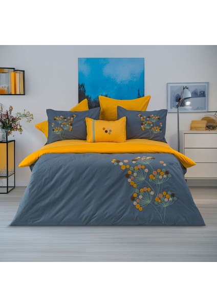 Açelya Pamuklu Çift Kişilik Nakışlı Nevresim Seti 7 Li