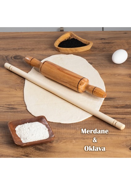 2'li Ahşap Oklava Merdane Hamur Açıcı Ahşap Oklava Merdane Hamur Açma Oklavası 33 cm - 50 cm