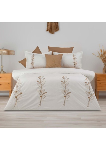 Bahar Dalları Pamuklu Çift Kişilik Nakışlı Kombinli Nevresim Seti