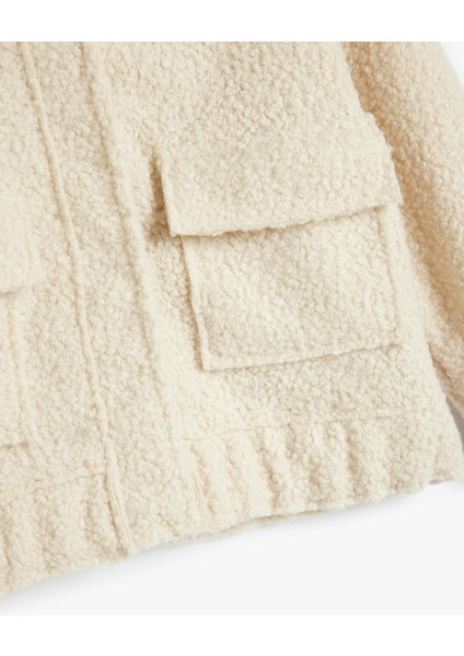 Peluş Ceket Dik Yaka Kapaklı Cep Detaylı Uzun Kollu fırsatları