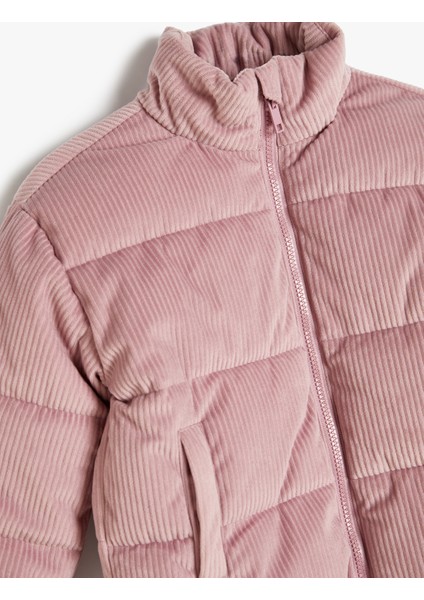 Oversize Bomber Ceket Kadife Dokulu Cep Detaylı Dik Yaka indirimleri