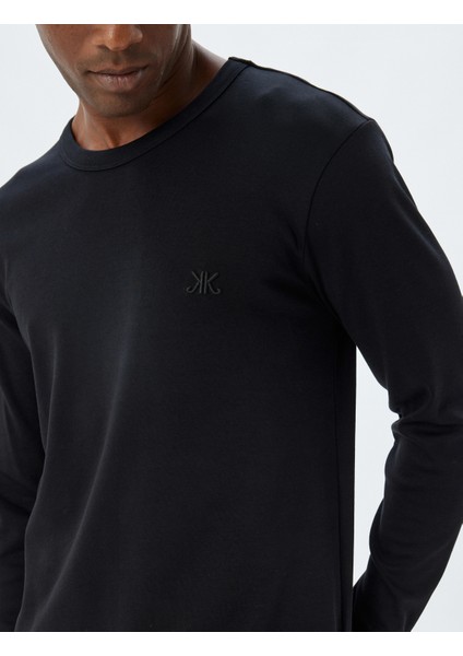 Uzun Kollu Tişört Harf Işlemeli Bisiklet Yaka Pamuklu indirimleri