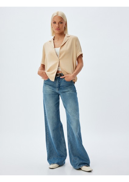 Kısa Kollu Bluz Ceket Yaka Düğmeli Dokulu fiyatları