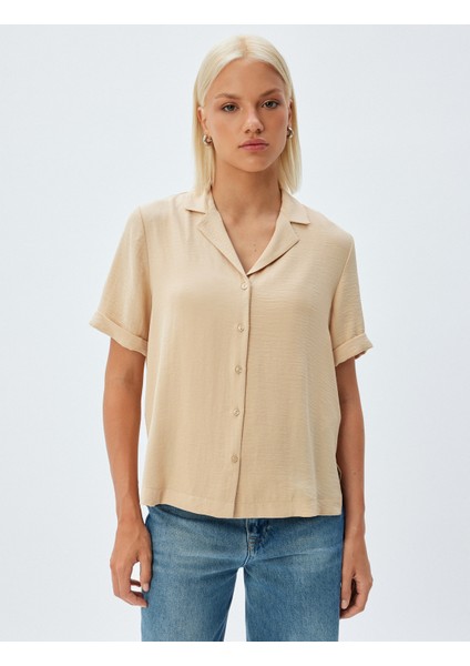 Kısa Kollu Bluz Ceket Yaka Düğmeli Dokulu modelleri