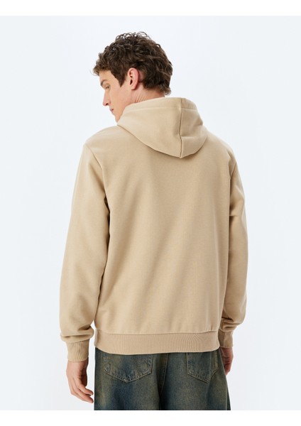 Slogan Baskılı Pamuk Karışımlı Şardonlu Kapşonlu Sweatshirt fırsatları