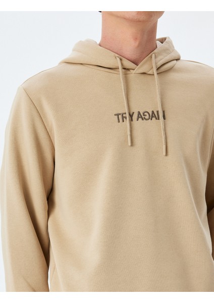 Slogan Baskılı Pamuk Karışımlı Şardonlu Kapşonlu Sweatshirt indirimleri