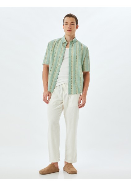 Desenli Gömlek Kısa Kollu Düğmeli Yaka Pamuklu fiyatları