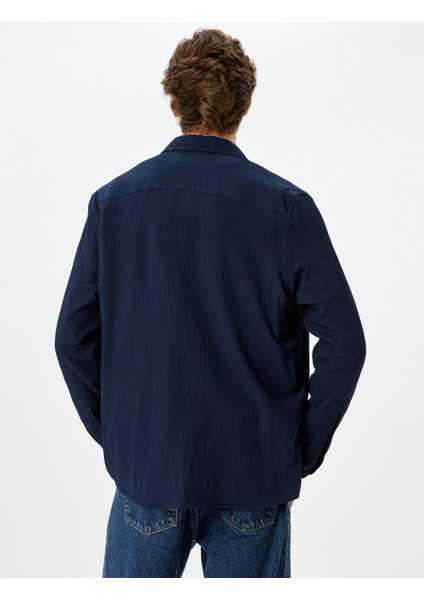 Viskon Pamuk Karışımlı Dokulu Uzun Kollu Gömlek fırsatları