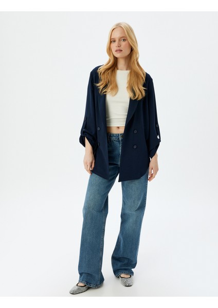 Bol Kalıp 3/4 Kol Düşük Omuz Krep Kruvaze Blazer Ceket fiyatları