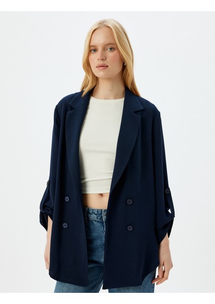 Bol Kalıp 3/4 Kol Düşük Omuz Krep Kruvaze Blazer Ceket modelleri