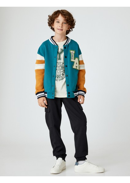 Kolej Bomber Ceket Aplike Detaylı Renk Kontrastlı fiyatları