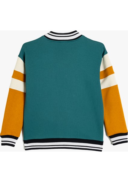 Kolej Bomber Ceket Aplike Detaylı Renk Kontrastlı fırsatları