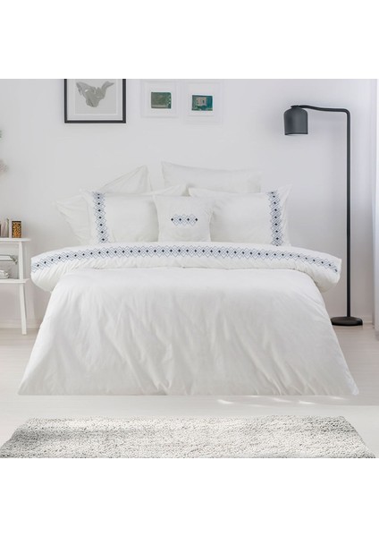 Eliza Pamuklu Çift Kişilik Nakışlı Kombinli Nevresim Seti