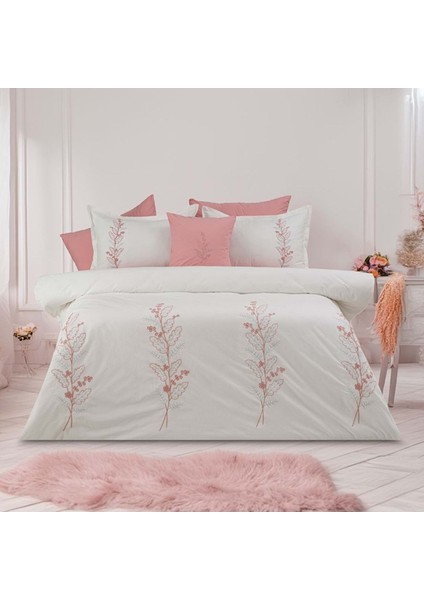 Bahar Dalları Pamuklu Çift Kişilik Nakışlı Kombinli Nevresim Seti