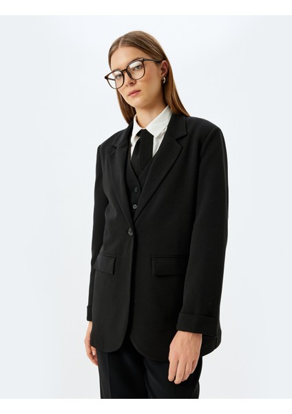 Krep Scuba Kumaş Cepli Kruvaze Blazer Ceket modelleri