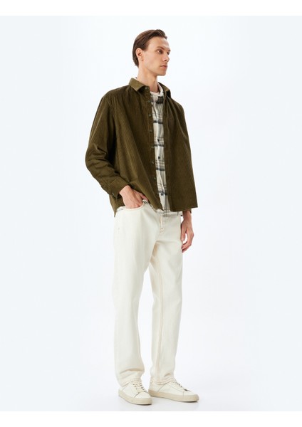 Uzun Kollu Pamuklu Fitilli Kadife Gömlek