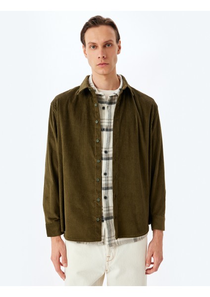 Uzun Kollu Pamuklu Fitilli Kadife Gömlek modelleri