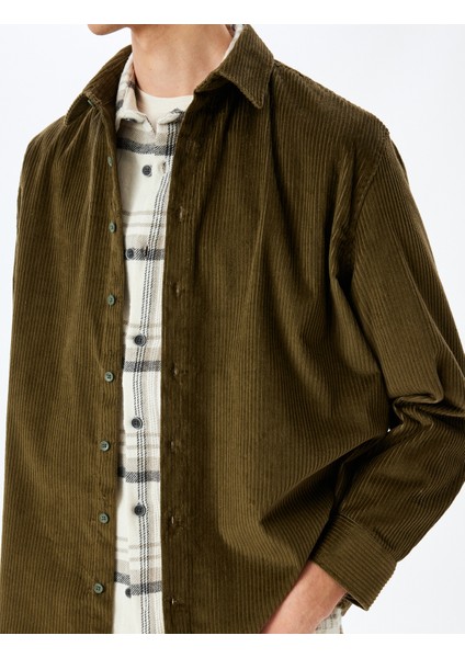 Uzun Kollu Pamuklu Fitilli Kadife Gömlek indirimleri