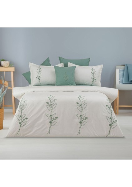 Bahar Dalları Pamuklu Çift Kişilik Nakışlı Kombinli Nevresim Seti