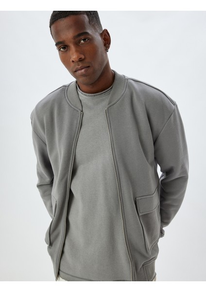 Oversize Ceket Fermuarlı Kapaklı Cep Detaylı Pamuklu