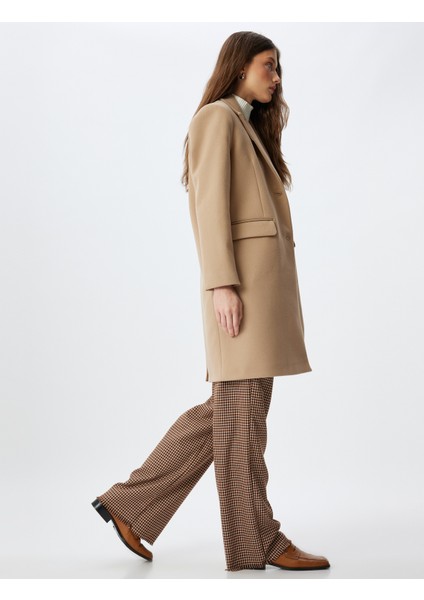 Uzun Kruvaze Kaşe Kaban Düğmeli Cepli fiyatları