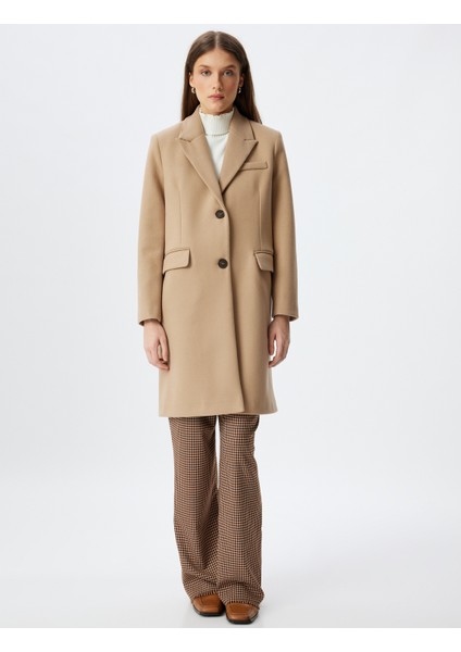 Uzun Kruvaze Kaşe Kaban Düğmeli Cepli modelleri