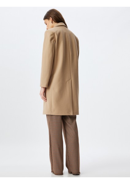 Uzun Kruvaze Kaşe Kaban Düğmeli Cepli fırsatları