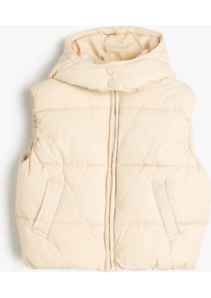 Kapşonlu Şişme Yelek Çıtçıt Detaylı