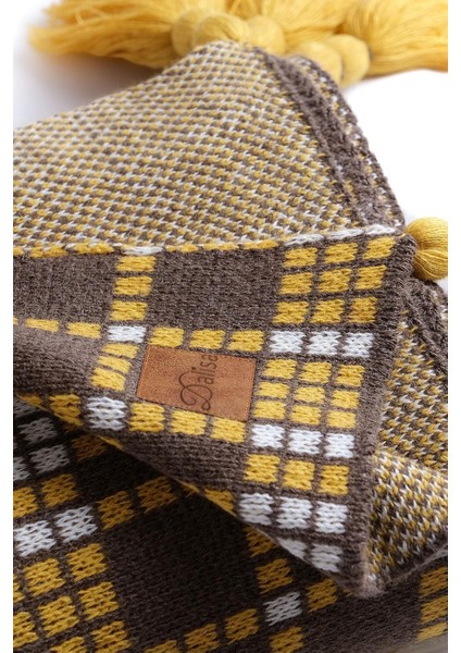 Kahverengi Retro Triko Örgü Koltuk Şalı, Dayanıklı, 130x150 cm fırsatları