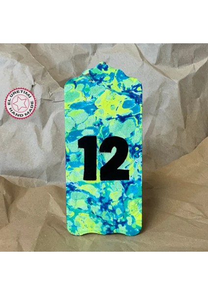 El Yapımı Ebrulu 12 Numara Kapı Süsü - 7 x 16 cm