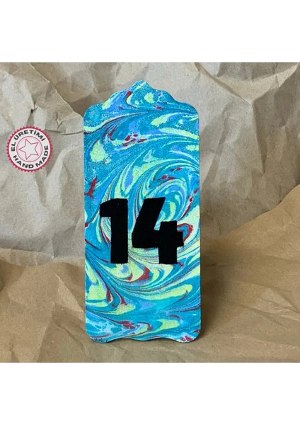 El Yapımı Ebrulu 14 Numara Kapı Süsü - 7 x 16 cm