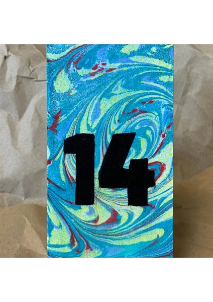 El Yapımı Ebrulu 14 Numara Kapı Süsü - 7 x 16 cm