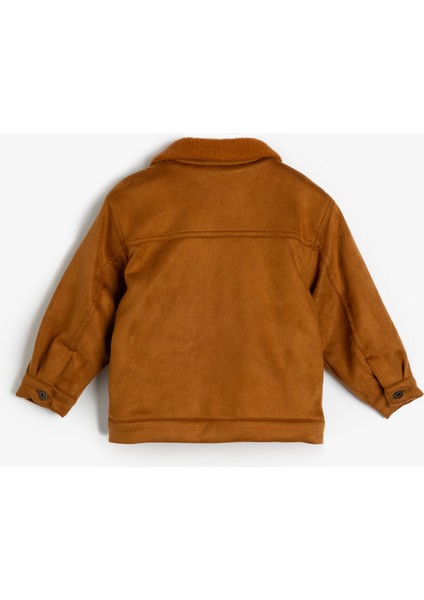 Süet Görünümlü Ceket Polar Yaka Detaylı Düğme Kapamalı fiyatları