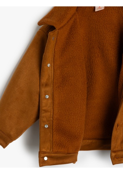 Süet Görünümlü Ceket Polar Yaka Detaylı Düğme Kapamalı fırsatları