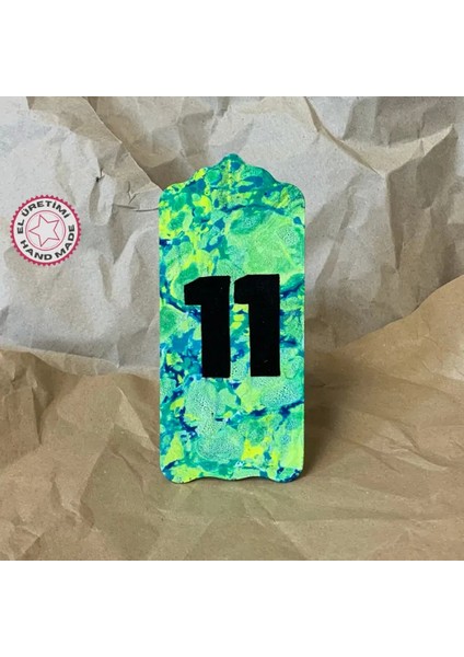 El Yapımı Ebrulu 11 Numara Kapı Süsü - 7 x 16 cm